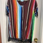 Judith March  Dress Women Large Rainbow Fringe Boho Coastal Cruise Resort Beach Photo 0