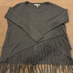 Heartloom  Women’s Dark Grey Fringe Crewneck Sweater, Size M Photo 0