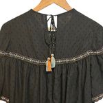 ZARA Women tunic Top XS Black Embroidery Boho Cottagecore Fairygrunge Festival Photo 5