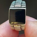 Elegant black obsidian S925 silver ring size 7 Photo 4