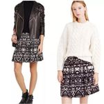 J.Crew Blurred Ikat Pleated Mini Skirt in Black White‎ Zipper Back, Size 4 Photo 1