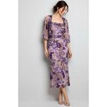 MARCHESA NOTTE Orchid & Rose Embroidered Tulle Cocktail Dress, Purple, 2 (US) Purple Photo 1