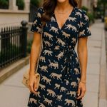 J.Crew  Leopard Print V-Neck Wrap Dress 4 Preppy Classic Streetwear Party Event Photo 0