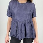 Chan Luu  Silk Blend Baby Doll Top in Dark Blue Size M Photo 1
