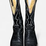 Vintage Nocona Cowboy Boots Black Leather Flame Stitch (Made in USA) Size 8.5 Photo 2