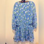 Alice + Olivia Cerulean Blue Floral Adaline Smocked Popover Dress Size 12 Silk Photo 7