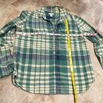 J.Crew  plaid flannel button pullover long sleeve top green blue size small Photo 2