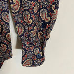 Liz Sport Vintage Women's Sz Small Long Sleeve Button Up Paisley Navy Blouse Top Photo 6