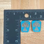 Indian Lore Genuine Copper Porcelain Enamel Inlaid Thunderbird Clip On Earrings Blue Photo 8