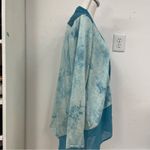 LOGO By Lori Goldstein Logo Lori Goldstein Blue Tie Dye Crochet Kimono Open Front Cardigan M Sweater Photo 8