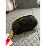 NWT Stephanie Johnson Saks Fifth Avenue Faux‎ Fur Makeup Cosmetic Pouch Case Brown Photo 1