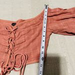 Windsor Women Coral Peasant Lace-Up Off the Shoulder Cottagecore Cropped Top L Photo 11