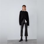 ZARA  Black Faux Leather High-Waisted Flare Pants Size Medium Bloggers Favorite Photo 1