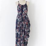 Cupshe  Dress Womens Small Navy Blue White Floral Ruffle Colorful Cruise Vacation Photo 0