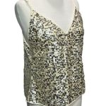 Goldie Twilight Camisole Top Womens M Silver Cream Sequin Sparkles Shimmer Glam Photo 2