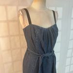 DKNY Blue Denim Belted Mini Pleated Sleeveless Jumper Dress Size Medium Photo 1