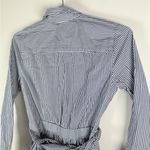 J.Crew  Blue White Stripe Shirt Dress Tie Waist Cotton Photo 4