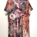 DRESSBARN DRESS BARN Plus Size Multi Floral Sublimation Short Sleeve Y2K Blouse Pink Photo 0