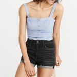 Abercrombie & Fitch A&F • Simone High Rise Short black stretch denim cutoffs rolled hem cuffed Photo 1