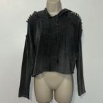 Don't Ask Why Don’t Ask Why Vintage Wash Cropped Cold Shoulder Hoodie W Cutouts Gray Women’s Photo 1