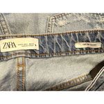 ZARA  The High Waist Short Cotton Distressed Raw Hem Button Closure 6 Blue #3727 Photo 7