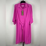 Trina Turk Vibrant Pink Casual Preppy Button Up Collared Shirt Dress Photo 1