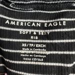 American Eagle  Black/White Striped Long Sleeve Soft & Sexy Crop Top Women's XS Photo 2