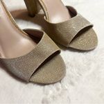 Betsey Johnson  Gold Glitter Shimmer Peep Toe Ankle Strap Block Heels Size 8.5 Photo 5