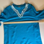 Talbots  Womens Tunic‎ Dress Size Medium Blue Pom Trim Beach Cover Up Vacation Photo 7