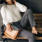 J.Jill Premium Bi-Stretch Black White Gingham Plaid Pants Career Womens Size 8 Photo 0