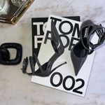 Versace  Pin-Point Gray Leather Pumps Mixed Metal Stiletto Heels Buckle Straps Photo 2