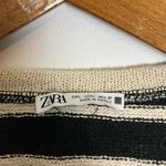 ZARA Black Ivory Striped Cropped Rustic Sweater Photo 7