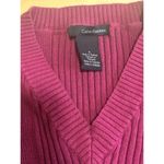 Calvin Klein Jeans Womans Medium Purple V Neck Long Sleeve Ribbed Knit Top Photo 5
