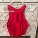 All In Motion women's rib high neck racerback cropped tank top  red Photo 3