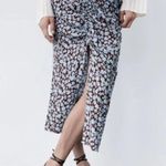 ZARA NWT  Draped Floral Print Skirt Brown Blue Photo 3