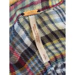 Free People  Plaid Gauze Button Down Shirt Blue Red Yellow Oversized Tunic Top Photo 4