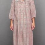 Lanz of Salzburg Vintage Small Red White Heart Striped Flannel Nightgown Eyelet Photo 0