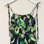 EXPRESS Black Tropical Floral Tiered Maxi Dress Tie Straps Size XS Pockets Photo 4