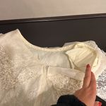 Scott McClintock Vintage lace ivory wedding dress organza silk crochet detail, S Photo 12