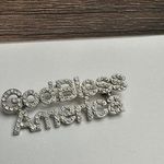 God Bless America Rhinestone Brooch Pin Silver Tone Clear For American Patriot Photo 0