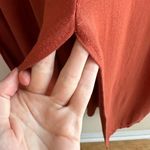 Boohoo  Stretch Midi Dress, Ruffled Off the Shoulder Sleeves, Burnt Orange, Size 6 Photo 6