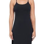 Dress Strappy Womens XL Black Tank Slit Spaghetti V Neck Bodycon Sheath AUP Photo 3