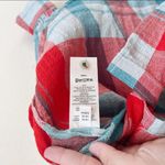 Pilcro and the Letterpress Anthropologie Pilcro Breezy Buttondown Red Blue Plaid Ruffle Blouse Photo 2