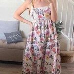 House of Harlow Floral Linen Maxi Dress M Photo 0