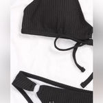 SheIn  black ribbed ring link tie back bikini set Photo 3