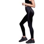 Good American - NWT Crushing It Black Crushed Suede Leopard Leggings Size 3/L Photo 1