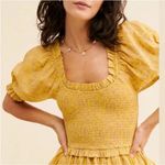 Cleobella  Luna Mini Dress XS Organic Cotton Puff Sleeve Tiered‎ Boho Cottagecore Photo 3