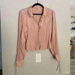 Free People gauze light pink pastel button down blouse M Photo 5