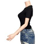 NAKEDCASHMERE Amey Cotton Cashmere Crewneck Baby Tee, Black, XS Black Photo 8