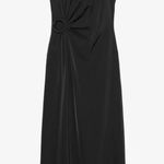 ZARA  NWT black o ring side cutout draped ruched midi dress Photo 6